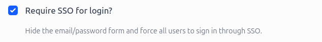 Require SSO for login setting